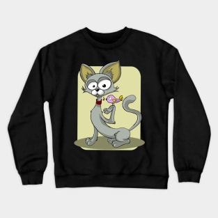 cat and bird Crewneck Sweatshirt